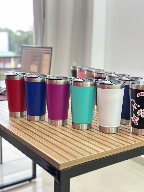 Vaso térmico con abridor + stickers albirrojo